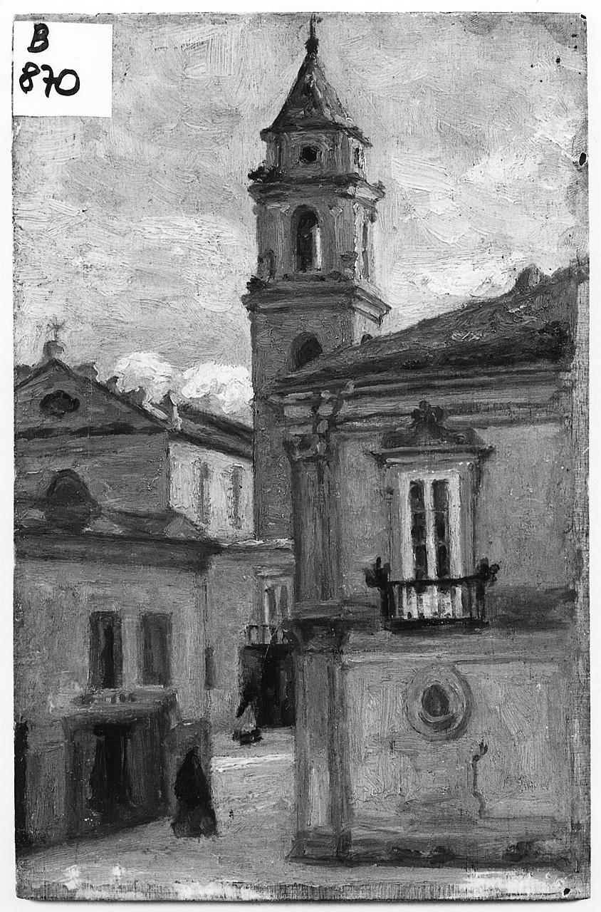 veduta di chiesa (dipinto) - ambito romano (prima metà sec. XX)