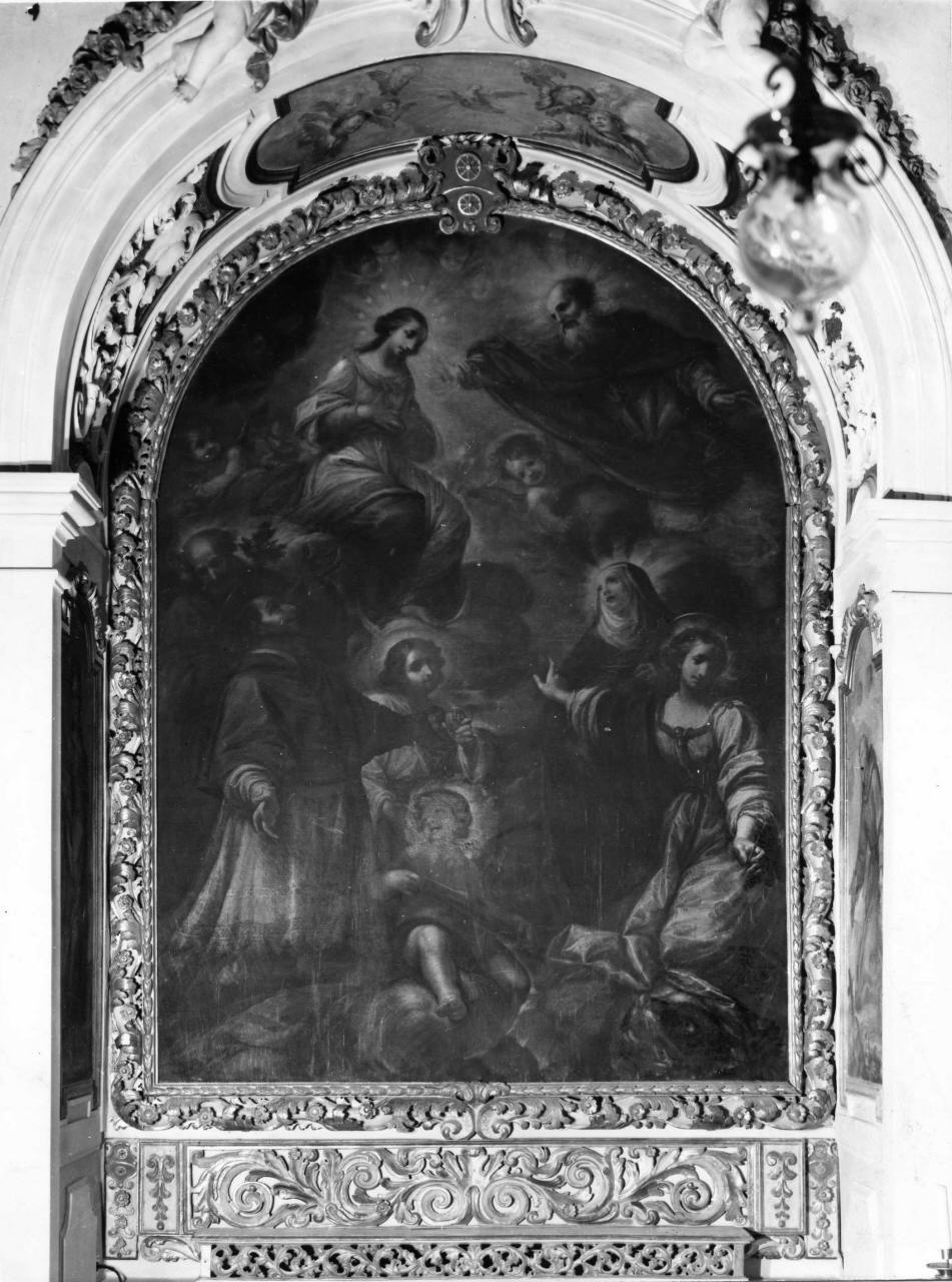 Immacolata Concezione, Dio Padre e santi (dipinto) di Perini Giuseppe (seconda metà sec. XVII)