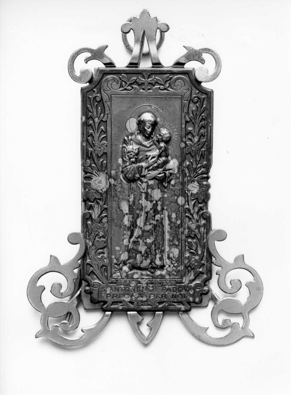 Sant'Antonio da Padova con il bambino (targa devozionale) - bottega italiana (seconda metà sec. XIX)