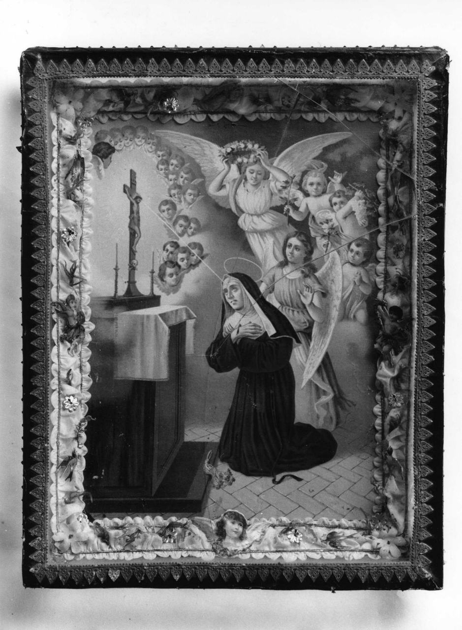 Santa Rita da Cascia (oggetto devozionale incorniciato) - produzione toscana (ultimo quarto sec. XIX)