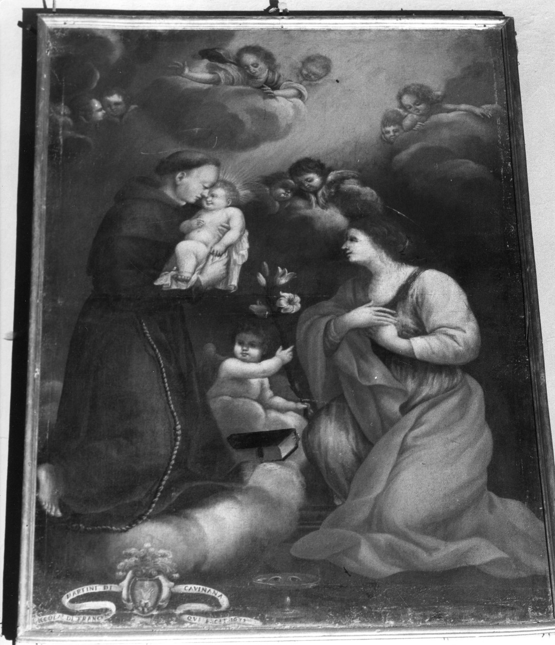 Gesù Bambino con Sant'Antonio da Padova e Santa Lucia (dipinto) di Martini Nicola di Francesco (sec. XVII)