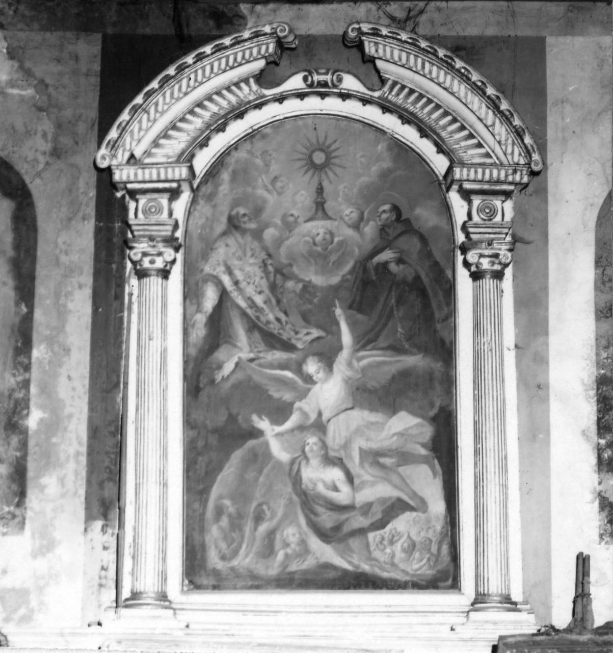 San Filippo Neri, San Pietro d'Alcantara e le anime del Purgatorio (dipinto) - bottega toscana (sec. XVIII)