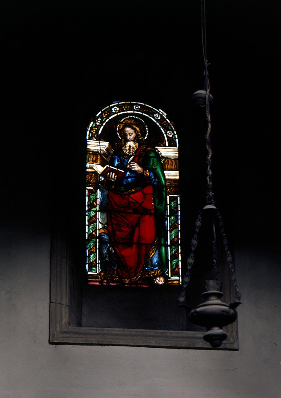 San Giovanni Evangelista (vetrata) di Vannucci Pietro detto Perugino - bottega fiorentina (inizio sec. XVI)