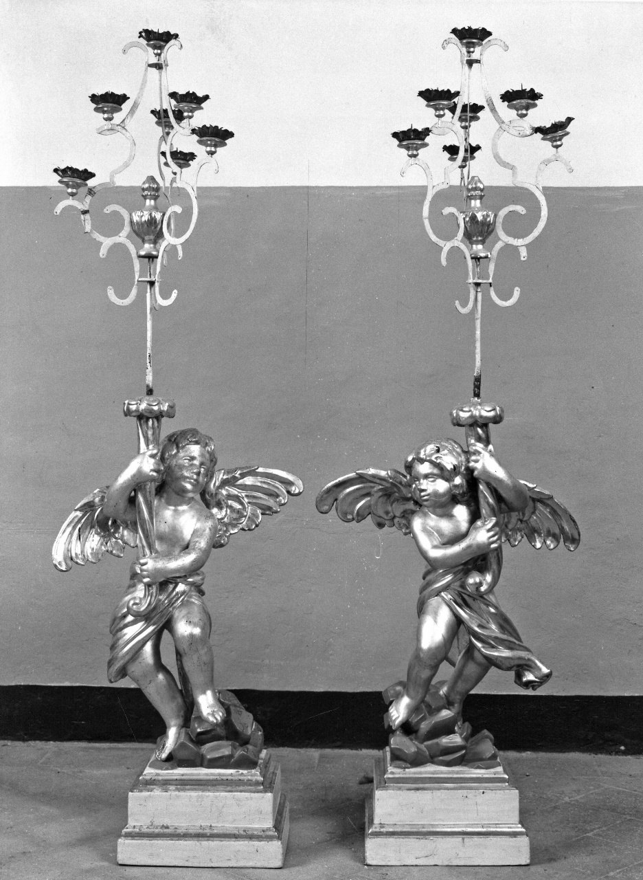 angeli reggicandelabro (candelabro - a statuetta, coppia) - bottega toscana (sec. XVIII)