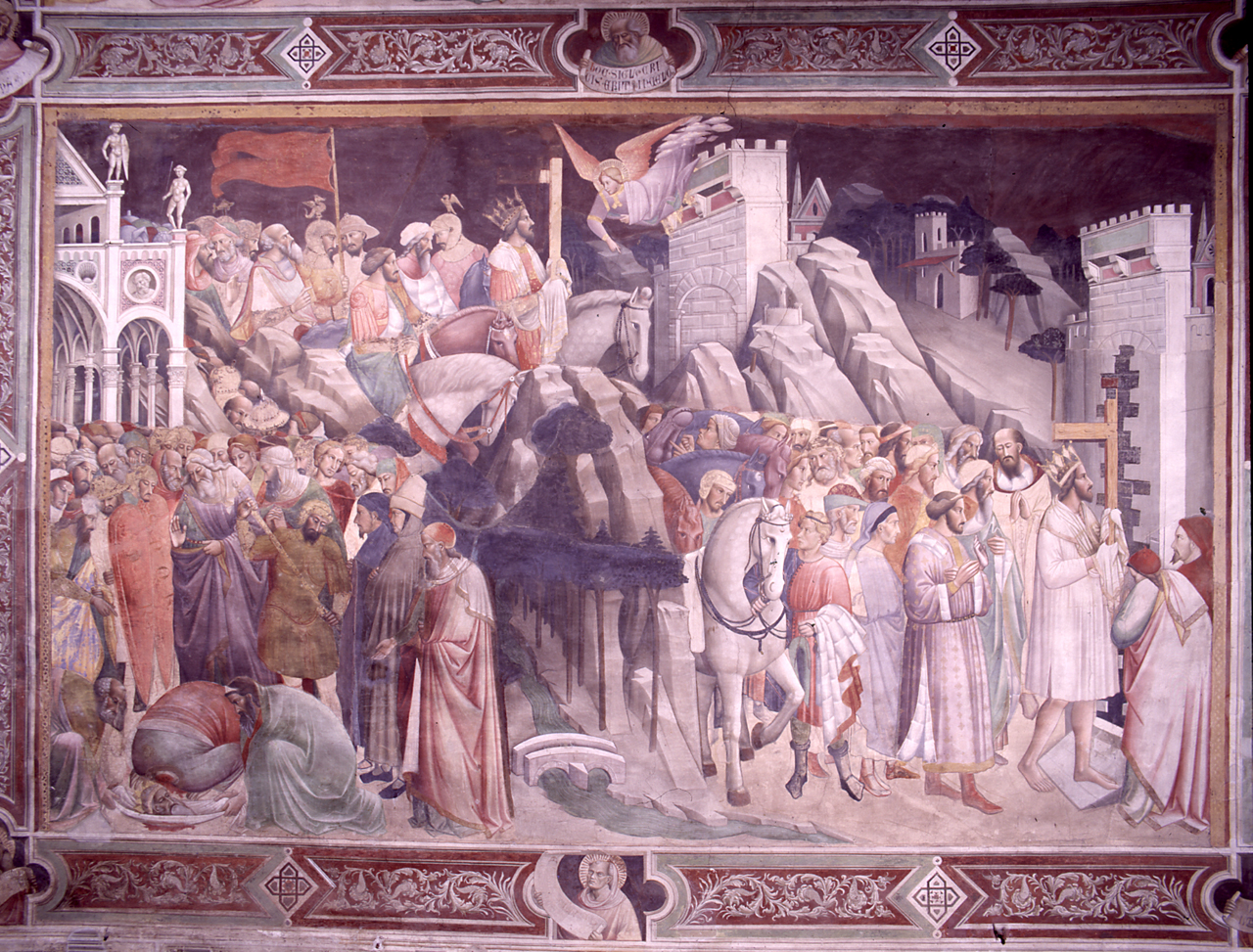 Cosroe II di Persia rifiuta il battesimo e viene giustiziato e Eraclio riporta la croce a Gerusalemme (dipinto) di Gaddi Agnolo (e aiuti) (sec. XIV)
