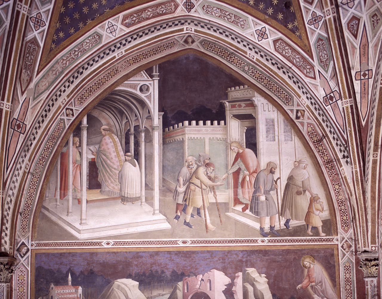 conversione di Sant'Antonio abate, elemosina di Sant'Antonio abate (dipinto) di Gaddi Agnolo (e aiuti) (sec. XIV)