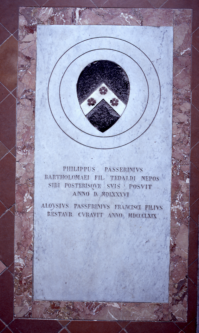stemma gentilizio della famiglia Passerini (lastra tombale) - bottega fiorentina (sec. XVI, sec. XIX)