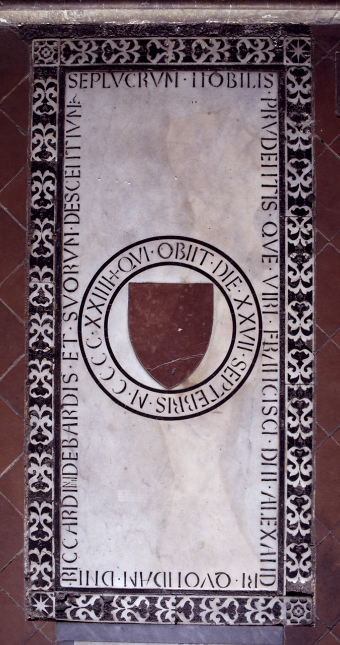 stemma gentilizio della famiglia Bardi (lastra tombale) - bottega fiorentina (sec. XV)