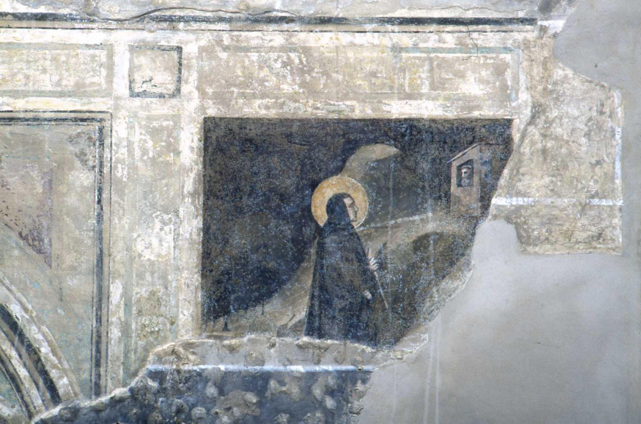 tentazioni di San Benedetto (dipinto, frammento) - ambito fiorentino (fine/inizio secc. XIV/ XV)
