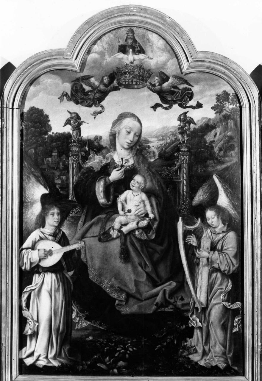 incoronazione di Maria Vergine (scomparto di trittico, elemento d'insieme) di Maestro di Francoforte (prima metà sec. XVI)