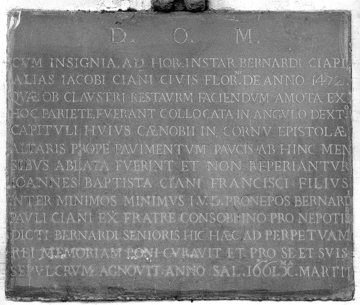 lapide tombale - produzione toscana (sec. XVII)