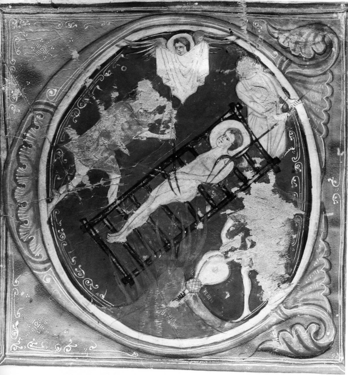 martirio di San Lorenzo, lettera C (miniatura) - bottega fiorentina (fine sec. XIII)