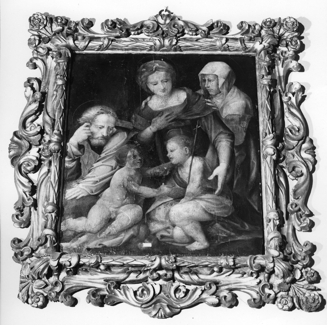 Sacra Famiglia con Sant'Anna e San Giovanni Battista bambino (dipinto) - ambito toscano (sec. XVII)