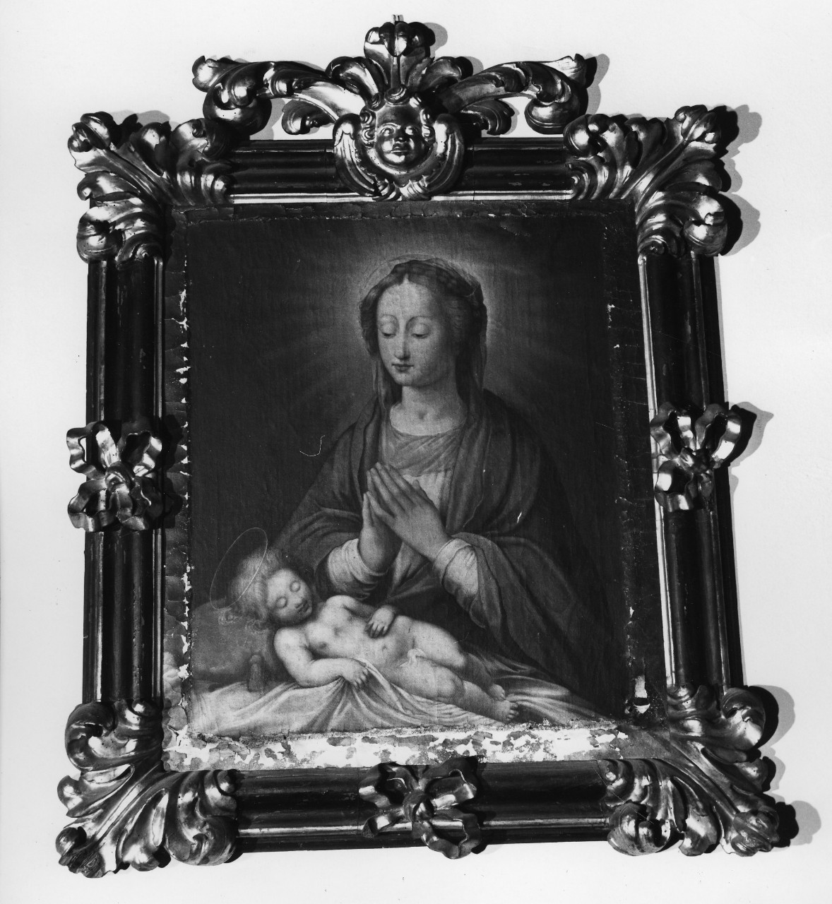 Madonna con Bambino dormiente (dipinto) - ambito emiliano (sec. XVII)