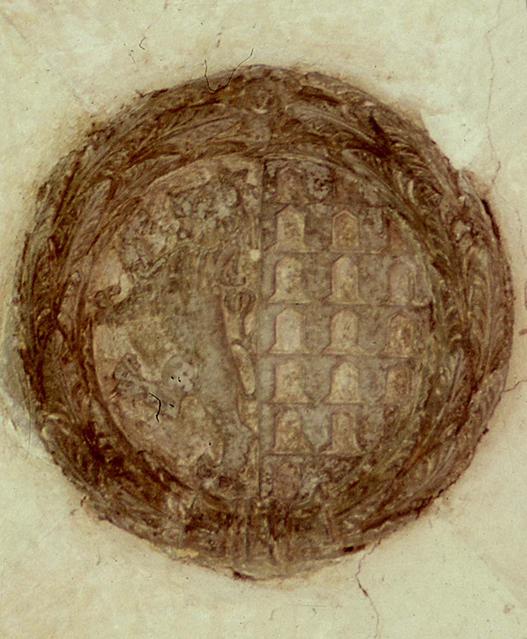 stemma gentilizio della famiglia Spinelli (rilievo, serie) di Rossellino Bernardo (e aiuti) (sec. XV)