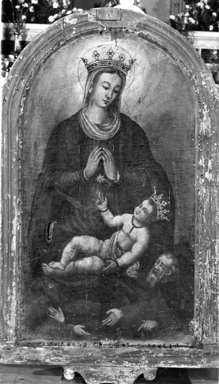 Madonna con Bambino, Cristo che abbraccia la croce (stendardo processionale) - ambito toscano (sec. XVII)