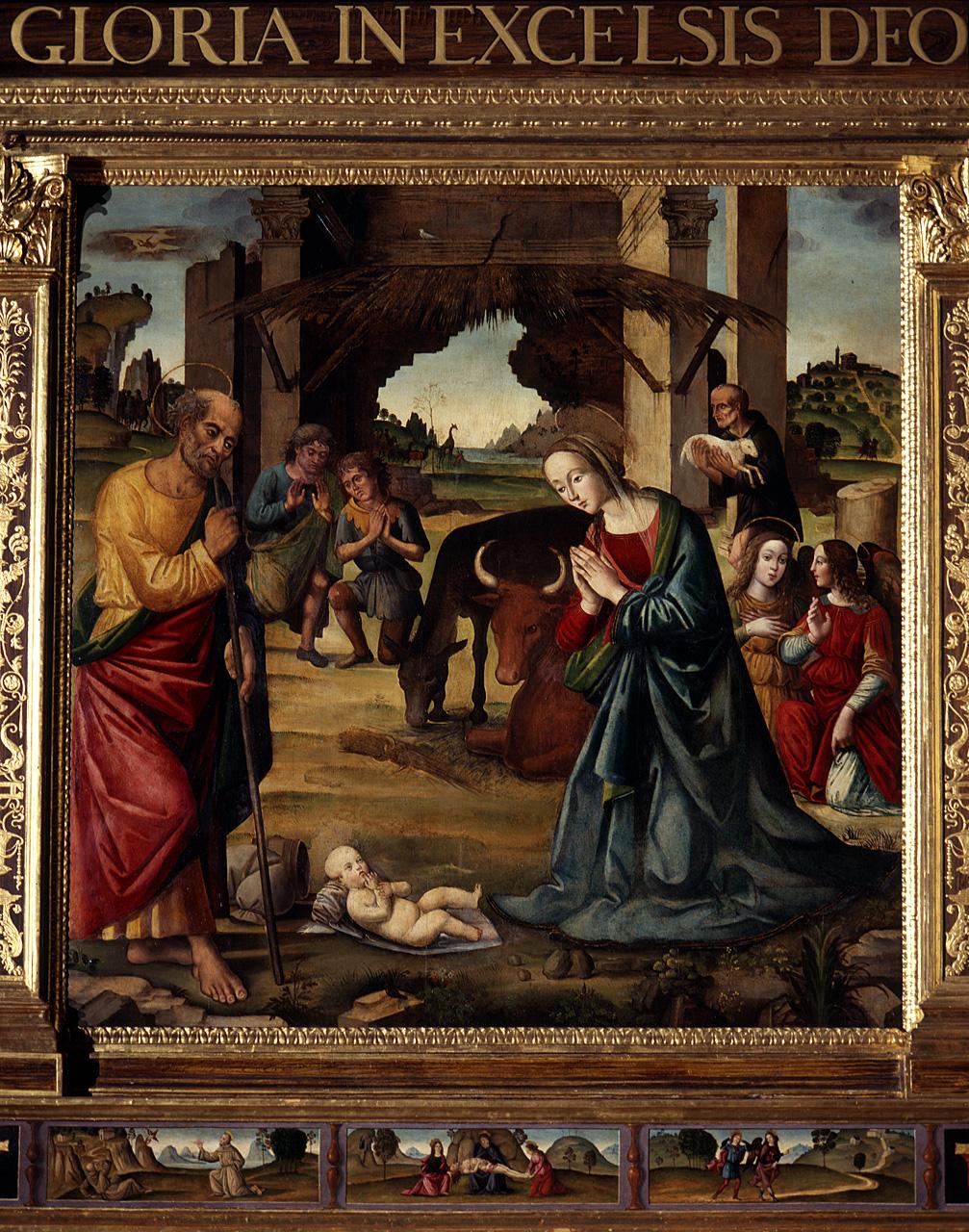 adorazione del Bambino (dipinto) di Bigordi Davide detto Davide Ghirlandaio (scuola) (fine/inizio secc. XV/ XVI)