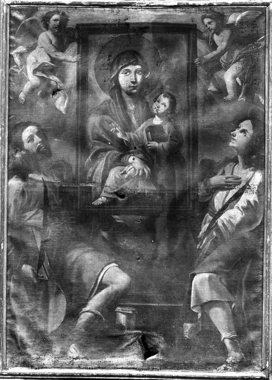 San Cosma e San Damiano venerano un'immagine della Madonna con Bambino (dipinto) - ambito toscano (prima metà sec. XVIII)