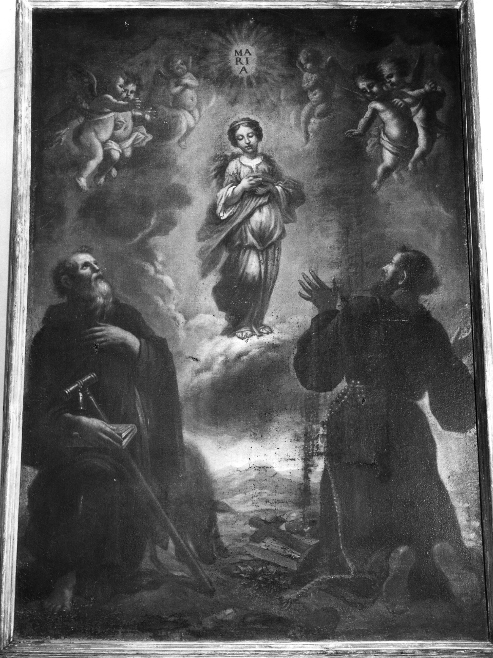 Madonna in gloria tra Sant'Antonio e San Francesco (dipinto) - ambito toscano (sec. XVII)