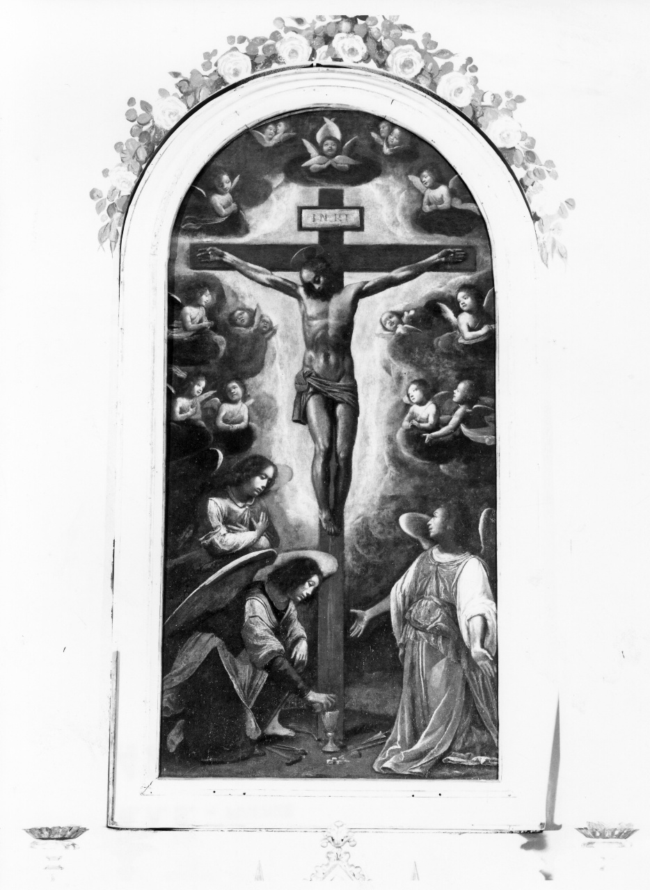 Cristo crocifisso e angeli (dipinto) di Tarchiani Filippo (attribuito) (sec. XVII)