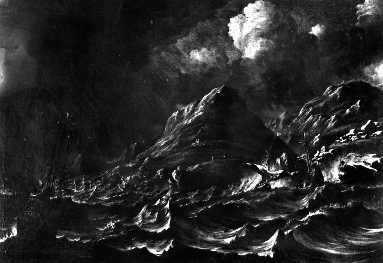 marina in tempesta (dipinto) di Della Montagna Rinaldo detto Monsù Montagna (secondo quarto sec. XVII)