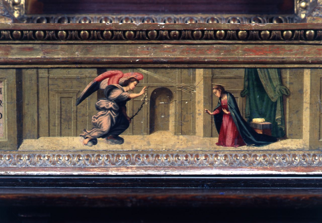 Annunciazione (dipinto) di Sogliani Giovanni Antonio (bottega) (prima metà sec. XVI)