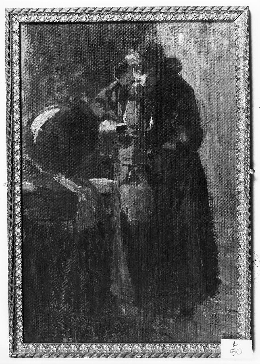 frate che travasa il vino (dipinto) di Daini Augusto (fine/inizio secc. XIX/ XX)