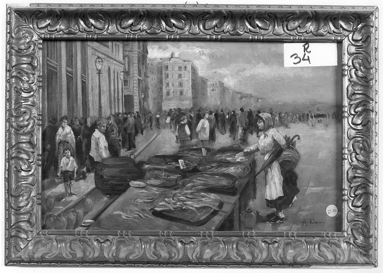 mercato (dipinto) di Daini Augusto (fine/inizio secc. XIX/ XX)