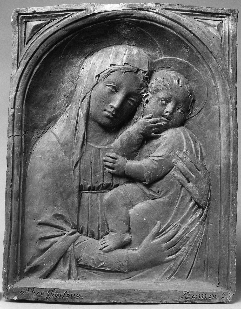 Madonna con Bambino (rilievo) di Dossena Alceo (sec. XX)