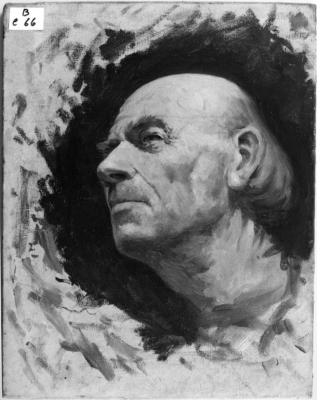 testa d'uomo di profilo (dipinto) di Coromaldi Umberto (fine sec. XIX)