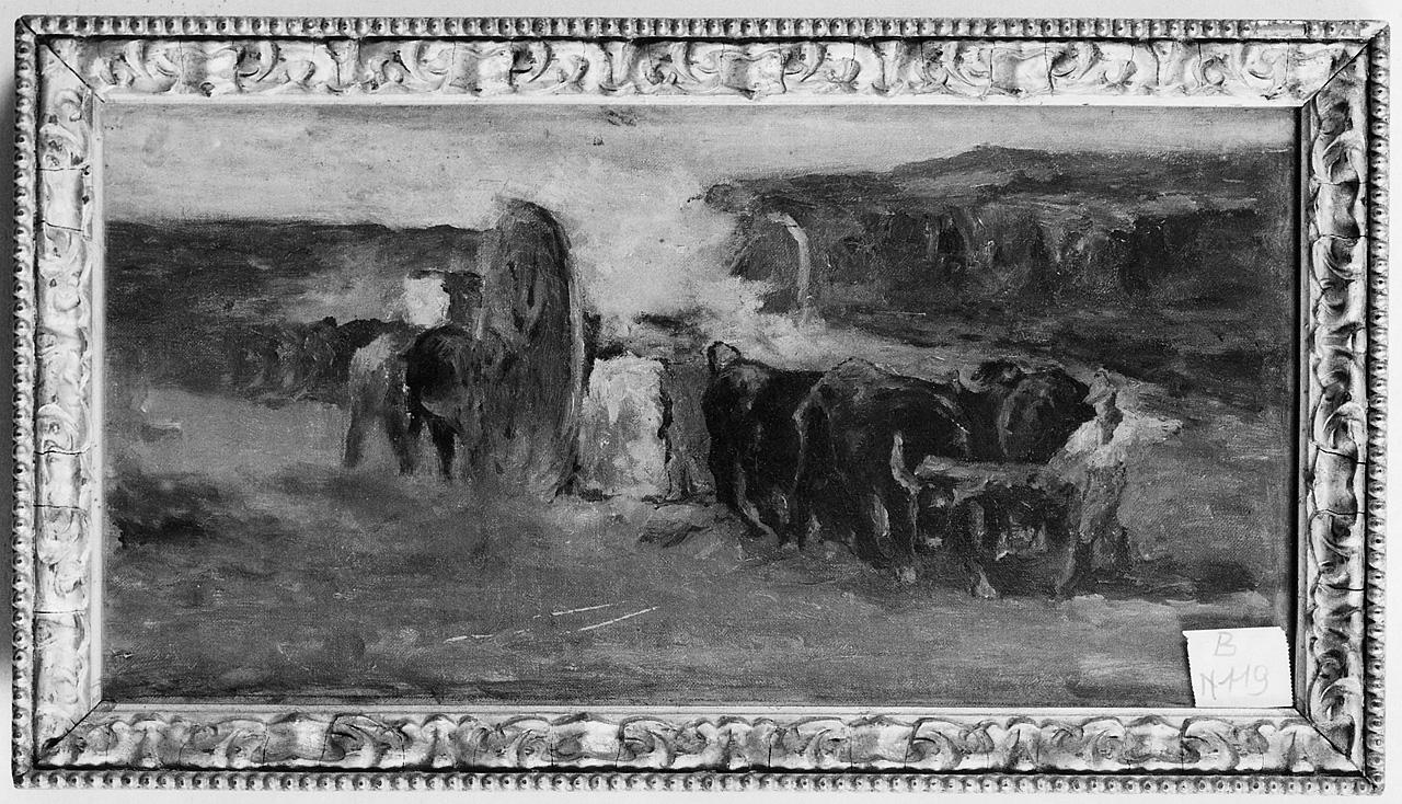 paesaggio con carro (dipinto) di Raggio Giuseppe (seconda metà sec. XIX)