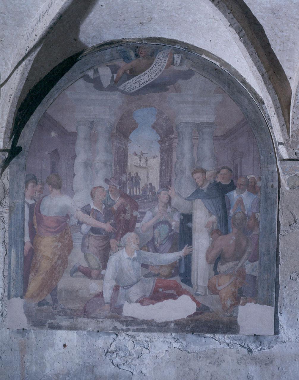 San Domenico resuscita l'architetto del monastero di S. Sisto a Roma (dipinto) di Veli Benedetto (sec. XVI)