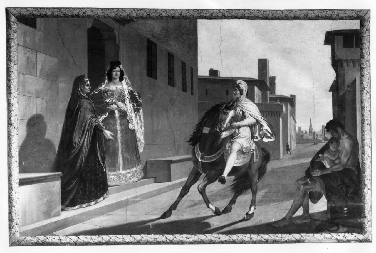 Bice Donati mostrata a Buondelmonte (dipinto) di Fioretti L (attribuito) (sec. XIX)