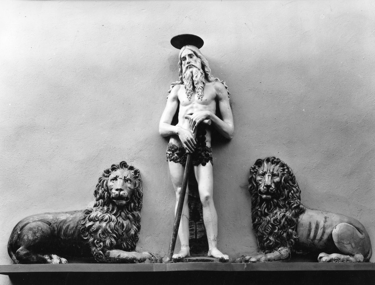 Sant'Onofrio tra i leoni (gruppo scultoreo) di Della Robbia Giovanni (scuola) (fine/inizio secc. XV/ XVI, sec. XIX)