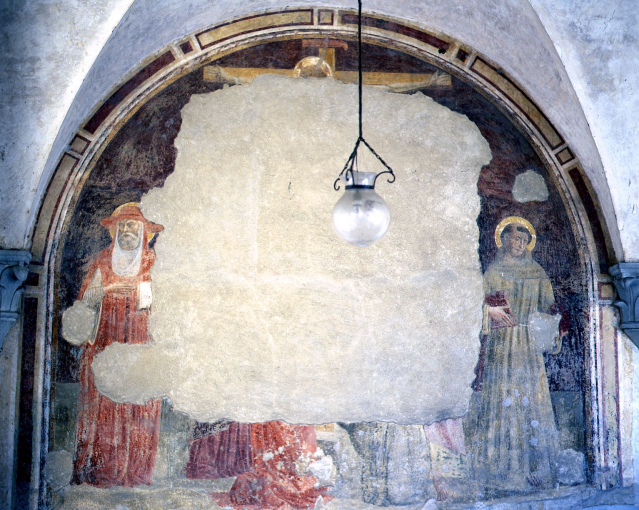 Cristo crocifisso tra San Girolamo e San Francesco d'Assisi (dipinto, frammento) - ambito fiorentino (sec. XV)