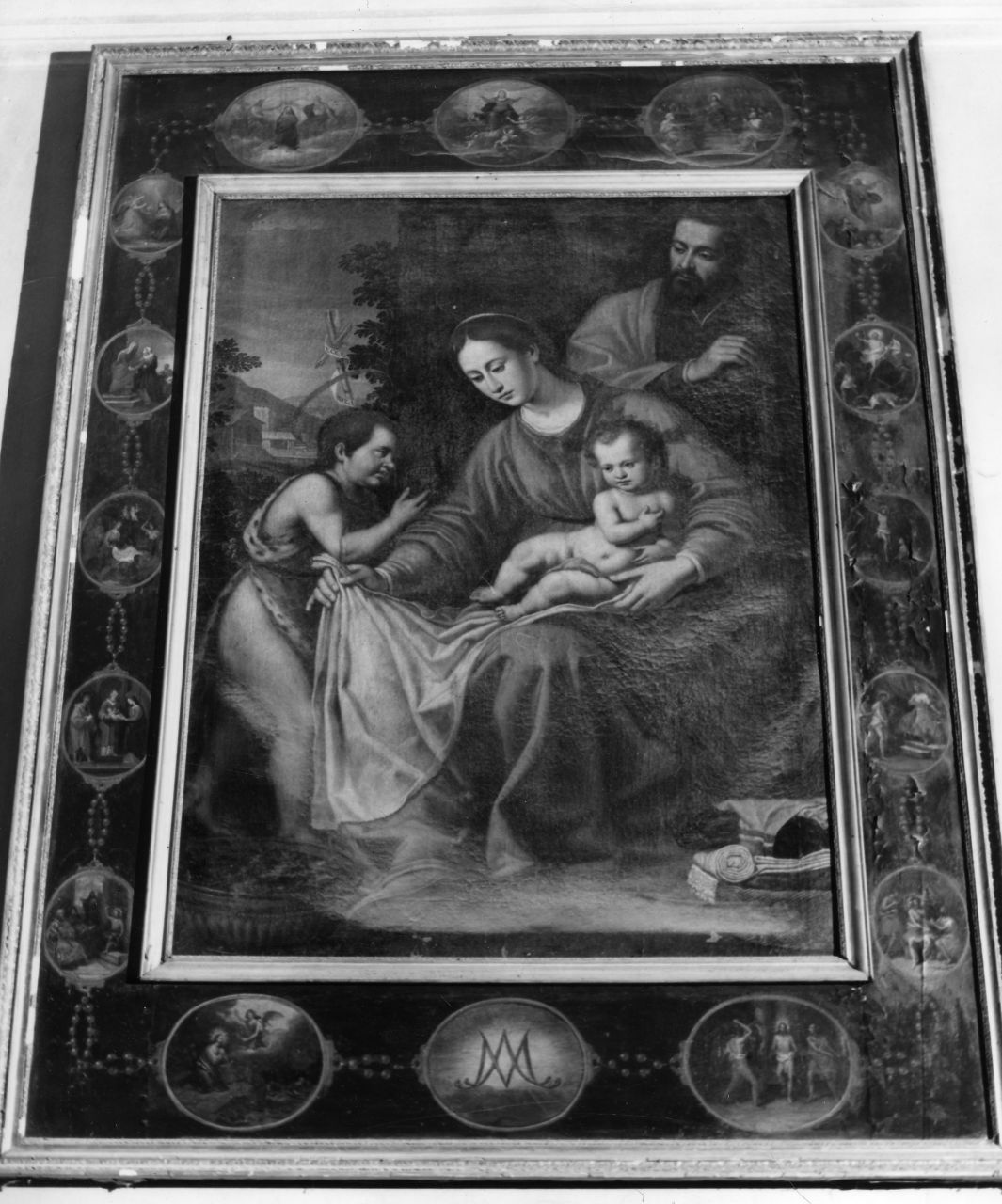 Sacra Famiglia con San Giovannino e i misteri del Rosario (dipinto) - ambito fiorentino (primo quarto sec. XVII)