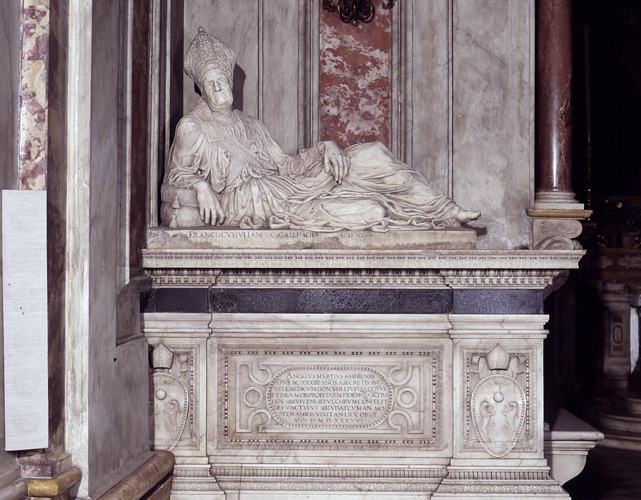 ritratto funebre del vescovo Angelo Marzi Medici giacente (monumento funebre) di Francesco da Sangallo detto Margotta (sec. XVI)