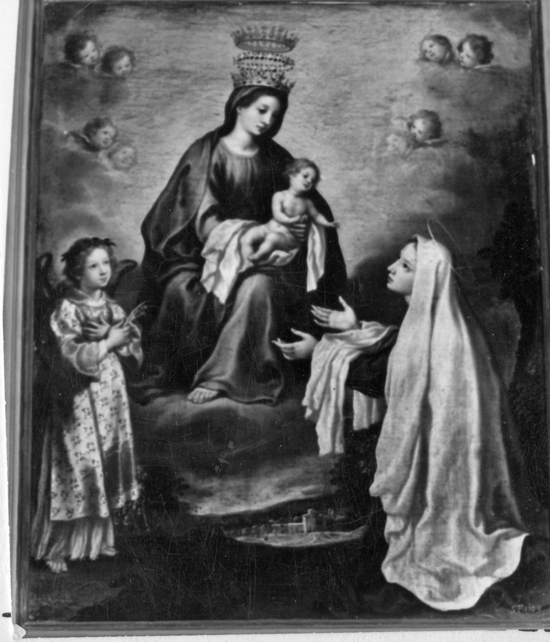 apparizione della Madonna con Bambino ad una Santa (dipinto) di Curradi Francesco detto Battiloro (attribuito) (prima metà sec. XVII)