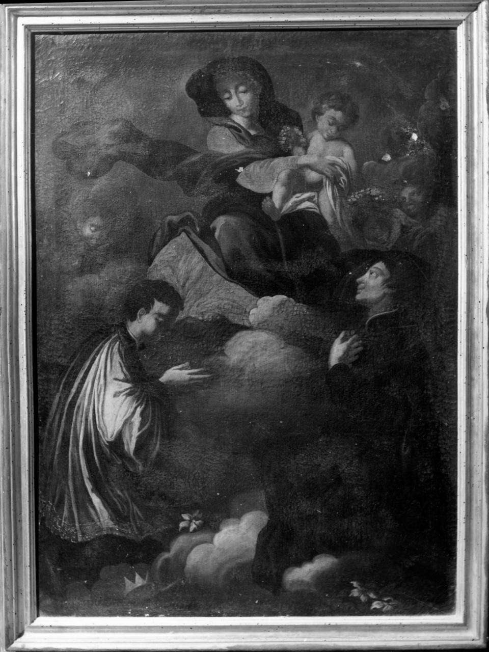 Madonna con Bambino in gloria tra San Luigi Gonzaga e Sant'Ignazio di Loyola (dipinto) - ambito toscano (sec. XVII)