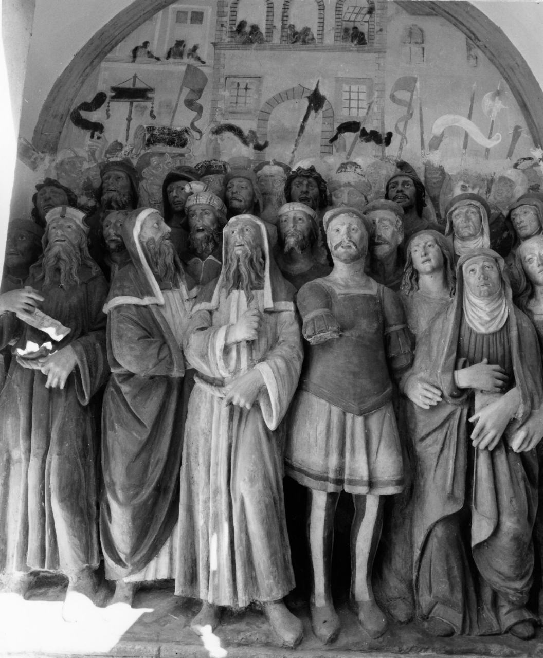 Cristo davanti a Caifa (rilievo) di Della Robbia Giovanni (bottega) (sec. XVI)
