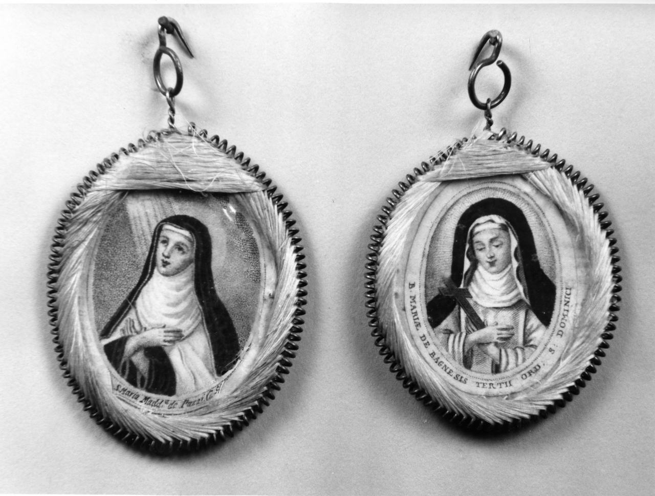 Santa Maria Maddalena de Pazzi, Beata Maria de Bagnesi (reliquiario a capsula - a pendente, serie) - ambito toscano (primo quarto sec. XIX)