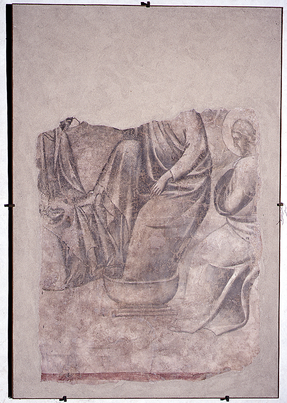 Cristo lava i piedi degli apostoli (dipinto, frammento) - ambito italiano (fine/inizio secc. XIV/ XV)