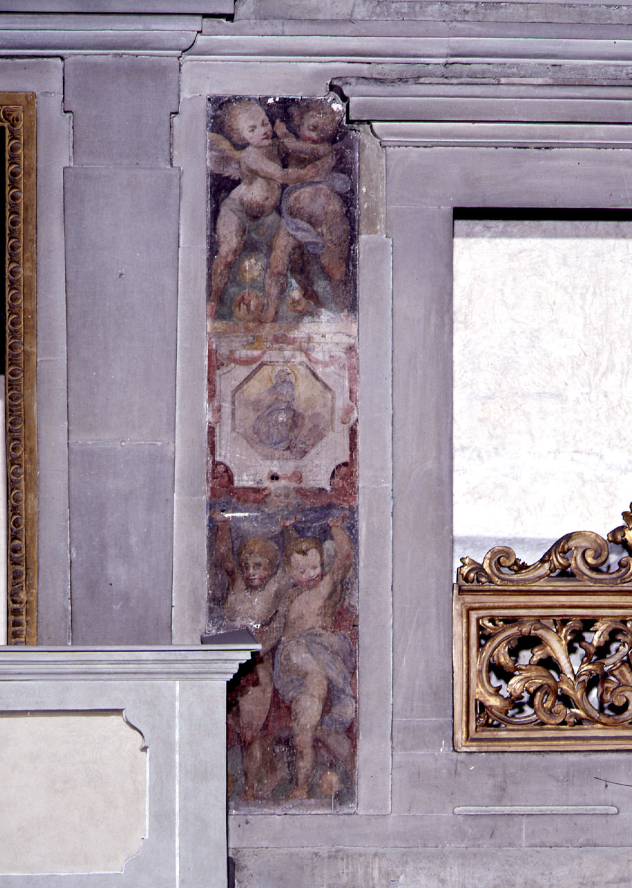 angeli, figure allegoriche entro medaglioni (dipinto) - ambito fiorentino (sec. XVI)