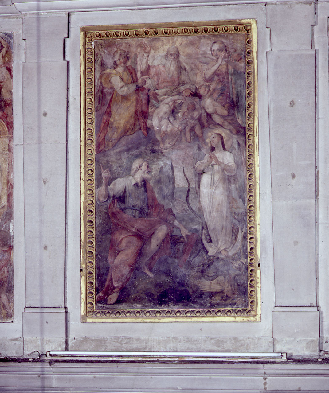Madonna Immacolata appare a San Giovanni Evangelista nell'isola di Patmos (dipinto) - ambito fiorentino (sec. XVI)