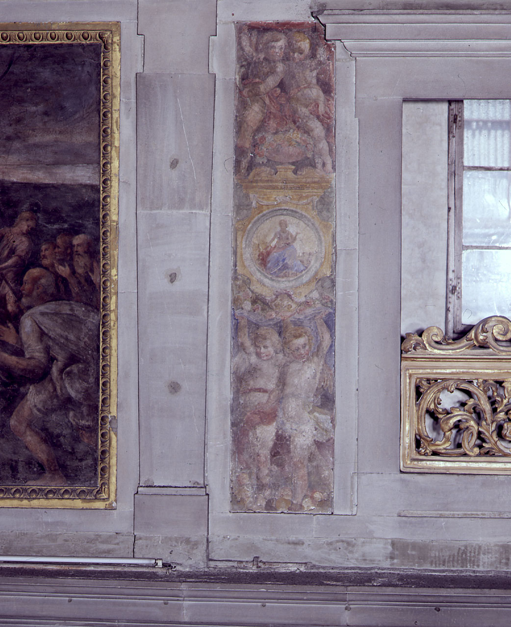 angeli, figure allegoriche (dipinto) - ambito fiorentino (sec. XVI)