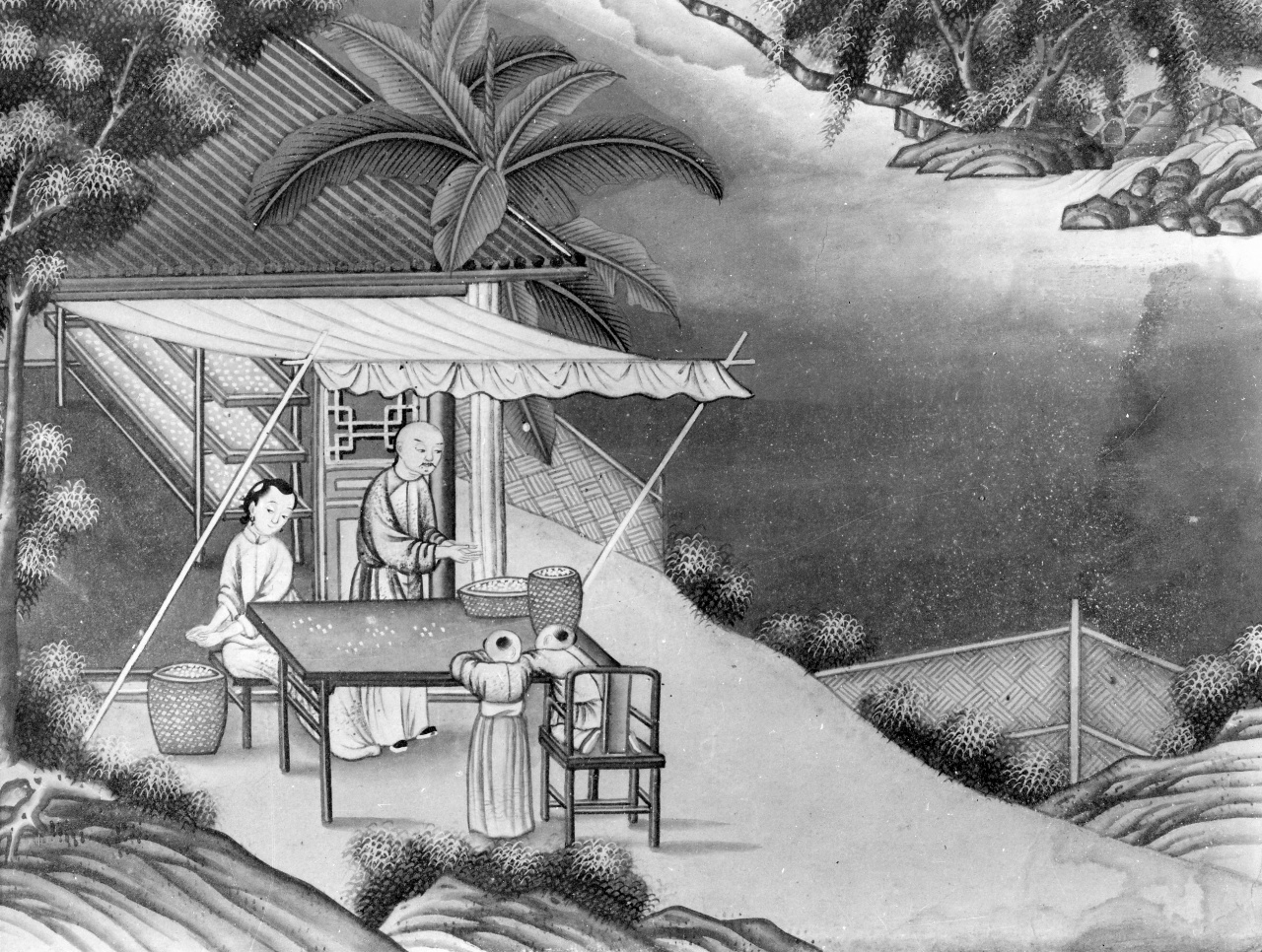 lavorazione della seta (dipinto) - ambito cinese (sec. XVIII)