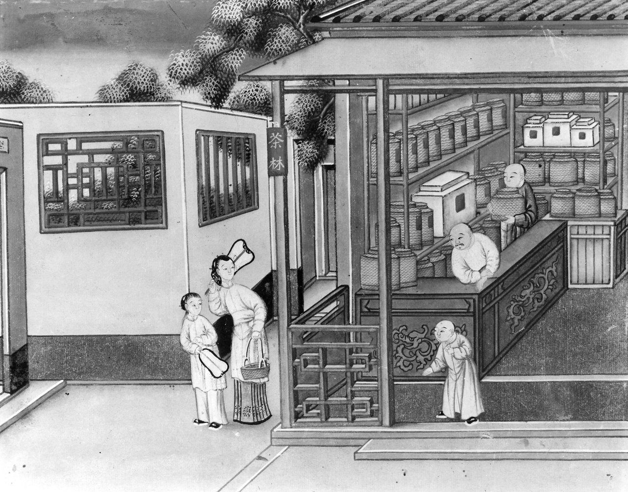 raccolta del tè (dipinto) - ambito cinese (sec. XVIII)