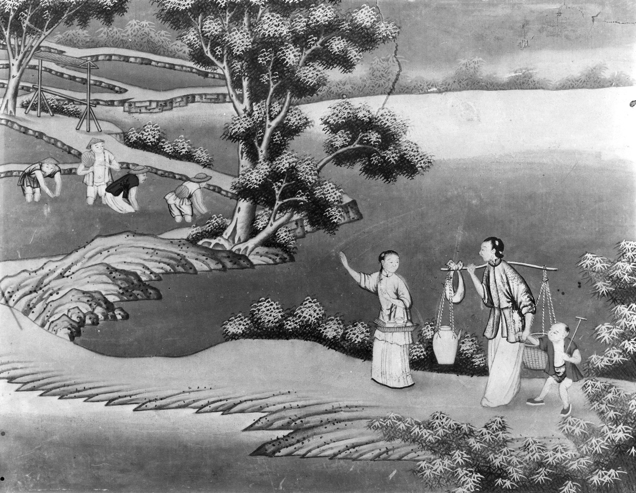 raccolta del riso (dipinto) - ambito cinese (sec. XVIII)