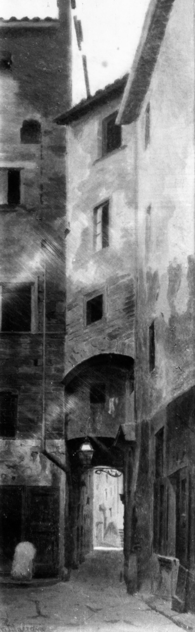 veduta di via degli Anselmi a Firenze (dipinto) di Marrani Augusto (sec. XIX)
