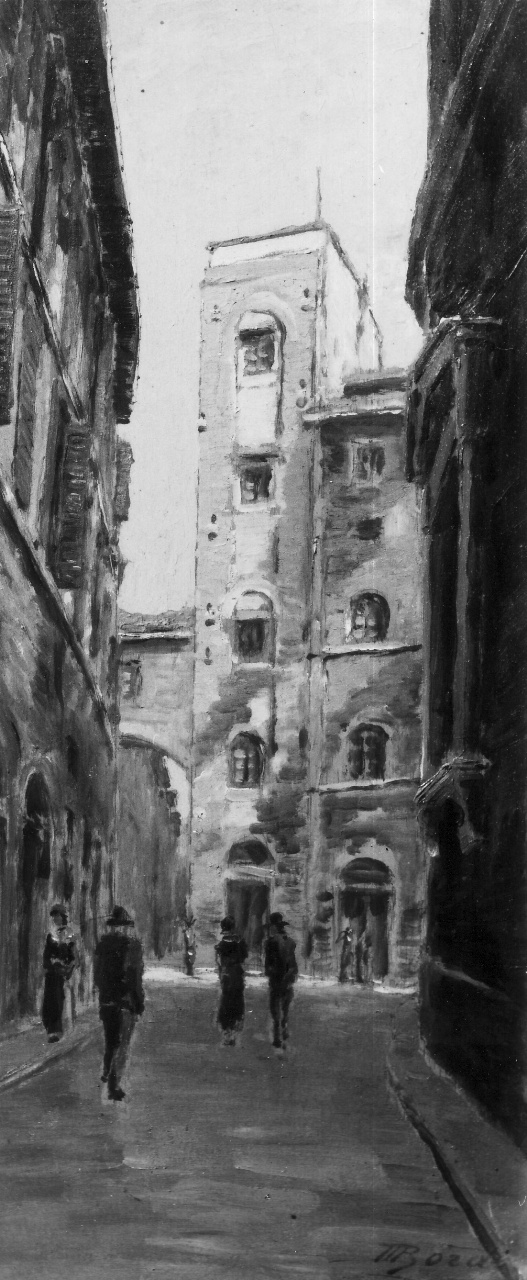 veduta di borgo S. Jacopo a Firenze (dipinto) di Bordi Mario (sec. XX)